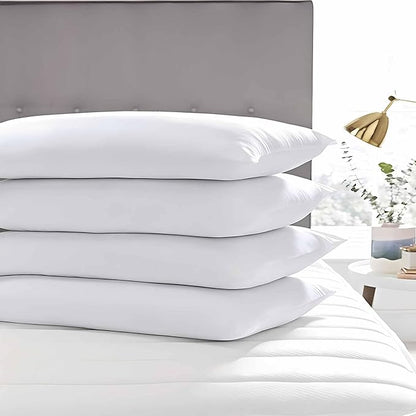 Ultra Thin Flat Soft Bed Pillows Queen Size Set of 2 Pack for Sleeping 20"x30", Hypoallergenic Skin Friendly Machine Washable