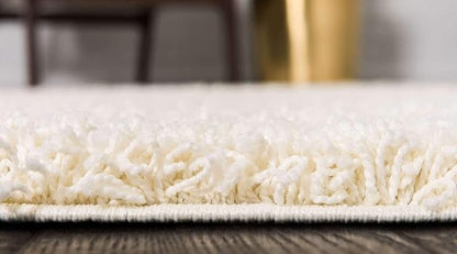 Unique Loom Solid Shag Collection Area Rug (9' x 12' Rectangle, Pure Ivory)