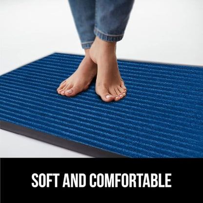 GORILLA GRIP Waterproof Traffic Guard Door Mat, 2 Pack Heavy Duty Entryway Mats, Strong Rubber Back Commercial Utility Rugs for Office Hallway, Garage Floor and Home, Low Profile Carpet, 35x23, Blue