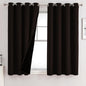 ChrisDowa 100% Blackout Curtains for Bedroom with Black Liner, 2 Thick Layers Total Blackout Thermal Insulated Grommet Window Curtains 2 Panels Set (Brown, 52 x 63 Inch)