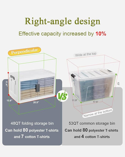 OlarHike 144QT Lockable Storage Bins with Lids - Folding Storage box with Doors and Wheels, Collapsible Plastic Bins for Closets, Stackable Organizer and Containers, Gifts, 3 Pack Cubes