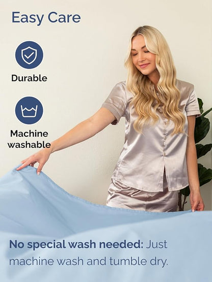 Extra Deep Queen Sheet Set - 6 Piece Breathable & Cooling Sheets - Hotel Luxury Bed Sheets Set - Easy & Secure Fit - Soft, Wrinkle Free & Comfy Sheets Set - Sky Blue Sheet Set with Extra Deep Pockets
