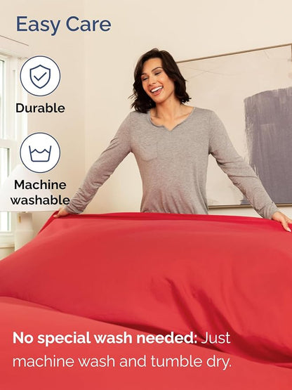Extra Deep Split King Sheet Set - 7 Piece Breathable & Cooling Sheets - Hotel Luxury Bed Sheets Set - Easy & Secure Fit - Soft, Wrinkle Free & Comfy Sheets Set - Red Sheet Set with Extra Deep Pockets