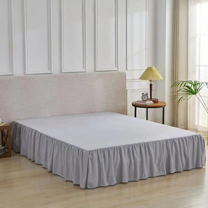 Bed Skirt Queen Size Ruffled Bed Skirt with Split Corners, Queen Bed Skirts 18 Inch Drop with Platform, 18'' Queen, Silver Gray ﻿
