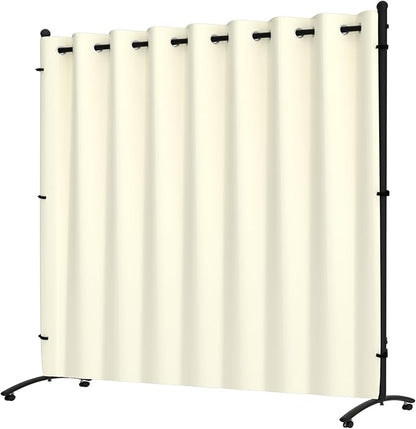 Room Divider, Curtain Privacy Screen with 360°Lockable Wheels 6FT Portable Room Divider Panel Freestanding Partition Divider Screen for Separator Wall Divider Bedroom Office (White)