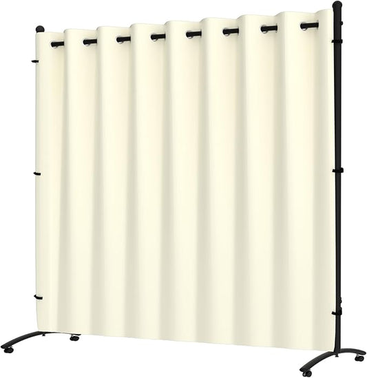 Room Divider, Curtain Privacy Screen with 360°Lockable Wheels 6FT Portable Room Divider Panel Freestanding Partition Divider Screen for Separator Wall Divider Bedroom Office (White)