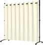 Room Divider, Curtain Privacy Screen with 360°Lockable Wheels 6FT Portable Room Divider Panel Freestanding Partition Divider Screen for Separator Wall Divider Bedroom Office (White)