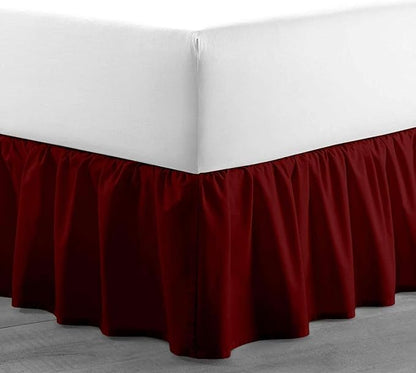 Sleepwell Ruffled Bed Skirt with Split Corner 100% Microfiber Soft,Sheen & Wrinkle Free Bed Skirt Gathered Style Dust Ruffle Bed Skirt with 8 Inch Drop Three Sided Coverage Dust Ruffle