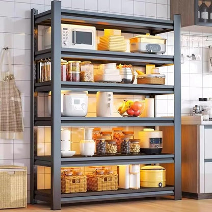Storage Shelves, Garage Metal Shelving Unit, Adjustable, Double-Layer Column with Reinforced Ribs, Heavy-Duty, Capable of Bearing 600-3600 lbs (Black, 45''W*20''D*77''H, 6-Tier)