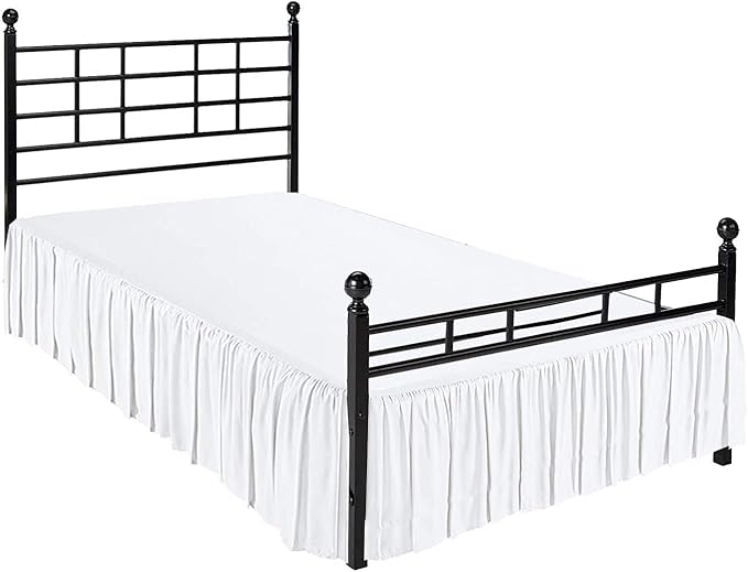 Ruffled Bed Skirt with Split Corners, White, King 21 Inch Drop Bedskirt, Hotel Quality Brushed Microfiber Wrinkle Free Dust Ruffle Bed Skirt King Size