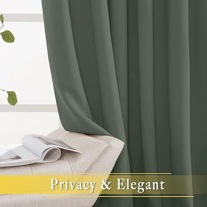 NICETOWN Blackout 90 inch Sliding Door Curtain for Living Room, Grommet Thermal Room Darkening Sound Reducing Window Treatment for Bedroom, 1 Panel, Dark Mallard, W80 x L90