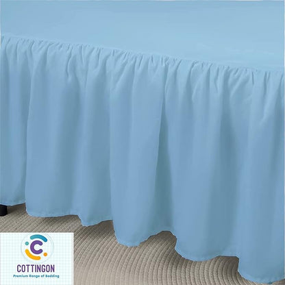 Ruffled Bed Skirt with Split Corners-Dust Ruffle - 24" Drop 100% Microfiber Soft,Sheen & Luxurious Look - Bed Skirts (Light Blue -Full)