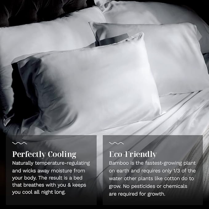 LUXOME 100% Rayon (Viscose) from Bamboo Pillowcase Set (King) | 400 Thread Count | Moisture-Wicking | Envelope Closure | White