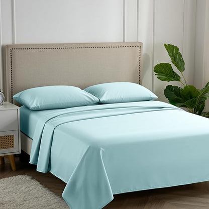 Carressa Linen California King Egyptian Cotton Sheet Sets - 600 Thread Count Cal King Cotton Sheet Set (4 PC, Seafoam Green), Extra Soft, Cooling, 16" Deep Pocket Sateen Weave Luxury Hotel Bed Sheets