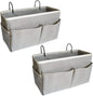 2-Pack Bedside Caddy, Bedside Hanging Storage Organizer for College Dorm Beds, Bunk Beds and Hospital Beds Rails, The Hanging Basket Can be Placed Magazine, Books, Phones,kettle, Glasses (Grey)