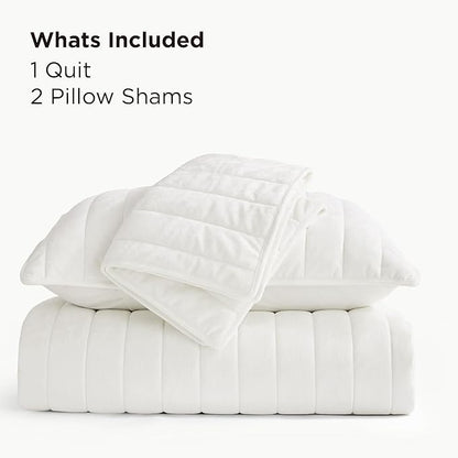 Bedsure Velvet Quilt King Size Set - 108"x96" Lightweight Velvet Comforter King, Oversized Luxury Bedspread Coverlet, Ultra-Soft Winter Bedding Set with 2 Pillow Shams, Cream White