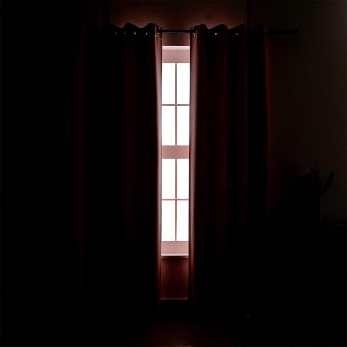 MIUCO Room Darkening Soild Grommet Blackout Curtains for Kids Bedroom Window Curtains Set of 2 52x84 Inch Pink, Bonus 2 Tie Backs Included