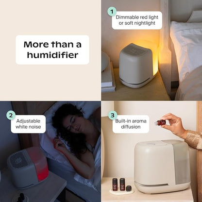 Canopy Bedside Humidifier 2.0, Moonstruck, 36 HR Run Time, 2.5L Capacity - Reading Light & White Noise - Alleviate Symptoms of Allergies, Cold, Dry Skin - Humidifier, Filter, Power Cord & Adapter