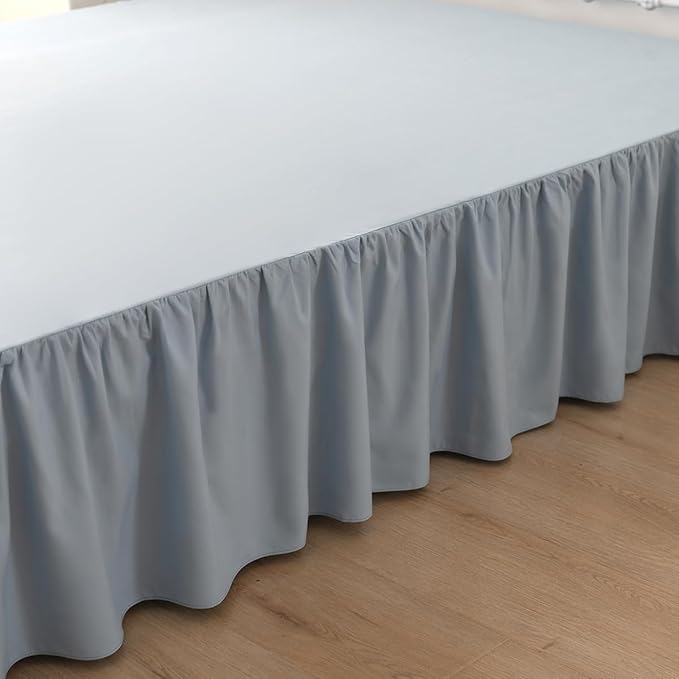 Bed Skirt King Size Ruffled Bed Skirt with Split Corners, 12 Inch Drop Dust Ruffle Bed Skirts with Platform, Gathered Style, 100% Microfiber, Grayish Blue