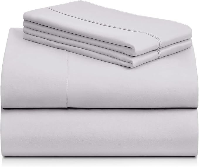 LuxClub 4 PC Sheet Set Bed Sheets Deep Pockets 16" Eco Friendly Wrinkle Free Cooling Machine Washable Hotel Bedding Silky Soft - Dove Gray California King