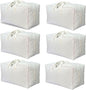Soft Canvas Clothes Storage Bags with Four Carrying Handles and Clear Window, Closet Organizer for Clothing, Blankets Sheets Pillows and Bedding, 55L, 6 Pack, White