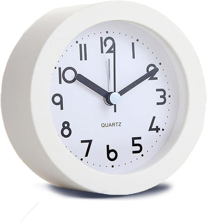 Alarm Clock with Backlight, 4 Inches White Desk Clock (White)
