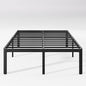 Hunlostten 16" High Queen Bed Frame No Box Spring Needed, Heavy Duty Metal Platform Bed Frame Queen Size with Round Corners, Easy Assembly, Noise Free, Black