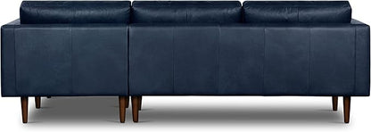 Poly & BARK Napa Right-Facing Sectional Sofa – 104.5” Italian Leather Sectional with Chaise – Midnight Blue – Full-Grain Pure-Aniline & Semi-Aniline Upholstery