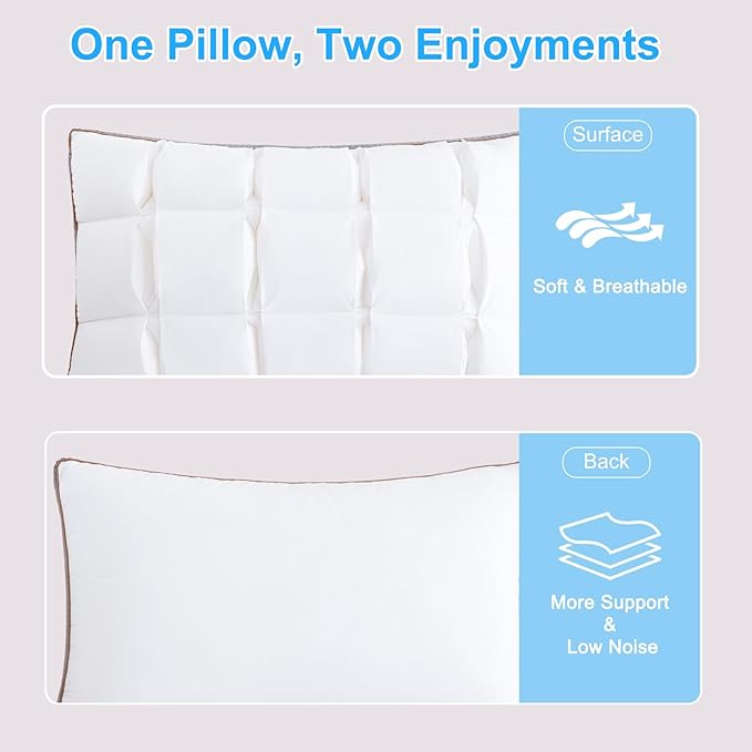 YOUR MOON Soft Pillow King Size of 2 for Sleeping, Super Soft Support Down Alternative Pillow, 100% Cotton Shell Luxury Comfy Fluffy Bed Pillows for Sleep(White)