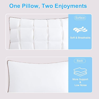 YOUR MOON Soft Pillow King Size of 2 for Sleeping, Super Soft Support Down Alternative Pillow, 100% Cotton Shell Luxury Comfy Fluffy Bed Pillows for Sleep(White)