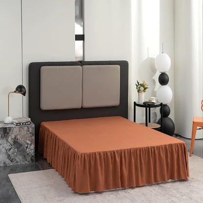 Bed Skirt Queen Size Ruffled Bed Skirt with Split Corners, Queen Bed Skirt 14 Inch Drop, TSUTOMI Queen Size Bed Skirt Terracotta for Ruffled Bed Skirt with Split Corners, Bed Skirts Queen Size