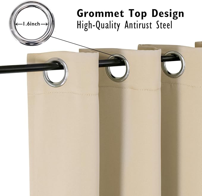 ChrisDowa Blackout Curtains 95 inches Long for Bedroom - 2 Panels Set Grommet Thermal Insulated Room Darkening Curtains for Living Room (Biscotti Beige, 52 x 95 Inch)