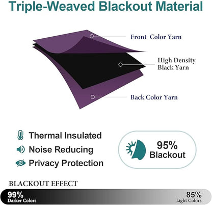 ChrisDowa Blackout Curtains 120 Inches Long 2 Panels Set for Living Room, Grommet Thermal Insulated Room Darkening Curtains for Bedroom (Royal Purple, 52 x 120 Inch)