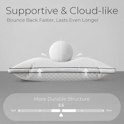 Sweetnight King Size Pillows Set of 2, Bed Hotel Pillows, Almohadas para Dormir, Side Back Stomach Sleeper, Relief Neck, Head, Shoulder