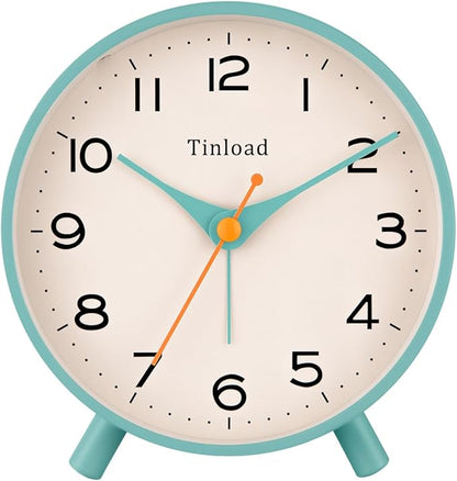 4.5" Antique Retro Analog Alarm Clock, Small Silent Bedside Desk Clock,Lighted on Demand, Battery Operated, Snooze, for Living Room, Bedroom, Bedside(Green)