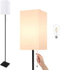 Floor Lamp for Living Room, Modern Standing Lamp for Bedroom with Linen Shade, Black Corner Floor Lamp for Office Kids Room, Bulb Included
