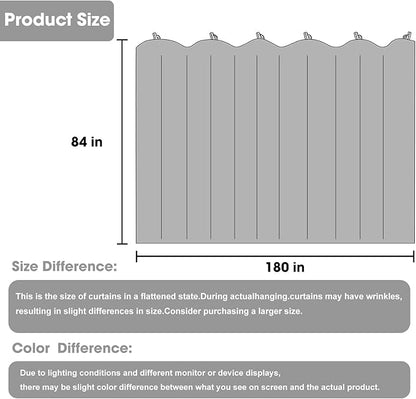 Room Divider Blackout Curtain Track Curtains Wall Dividers Panels Screen for Living Rooms Bedroom Office Privacy Partition Separation, W180 × L84 Inch,1 Panel, Light Grey
