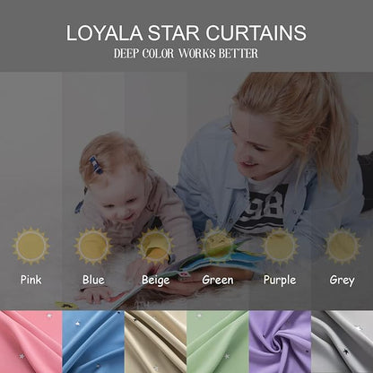 Star Double Layer Blackout Curtains for Bedroom & Kids, Cute, 72 Inches Long, 2 Panels Set, Beige, 42 X 72 Inches