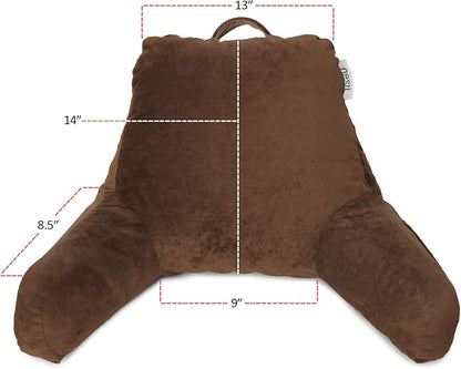 Nestl Reading Pillow for Kids & Teens with Shredded Memory Foam, Backrest Pillows for Reading, Watching, and Gaming, Use on the Couch, Bed, or Floor Adjustable Support, Washable Cover, Chocolate Brown