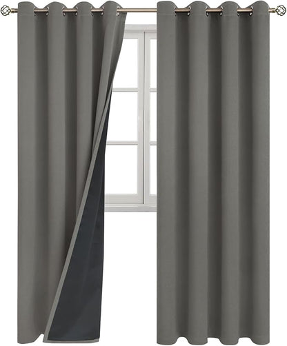 BGment Grey Blackout Curtains 95 Inches Long 2 Panels Set for Living Room, Thermal Insulated 100% Light Blocking Curtains & Drapes, Grommet Soundproof Curtains for Bedroom Window, Each 52 Wide