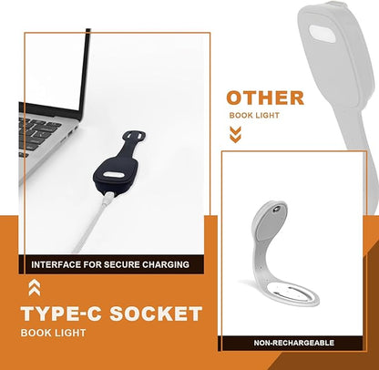 Rechargeable Book Light for Kids at Night – Portable Clip-On LED Light with Dimmable Brightness Ideal for Kids & Adults, Bedtime & Travel–Eye-Caring, Flexible, Gift for Book Lovers,Black