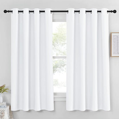 NICETOWN White Room Darkening Curtain for Bedroom 63 inches Long - (50% Blackout) Grommet Thermal Insulated Window Treatment Sound Reducing Drapes for Living Room (1 Panel, W52 x L63)