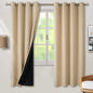 BGment Thermal Insulated 100% Blackout Curtains for Bedroom with Black Liner, Double Layer Full Room Darkening Noise Reducing Grommet Curtain (55 x 69 Inch, Beige, 2 Panels)