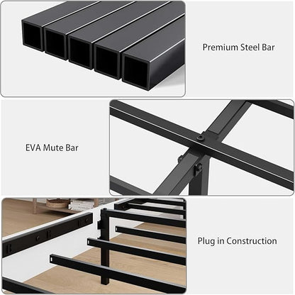 King Wood Bed Frame, Sliding Barn Door Storage Headboard with LED Lights and Charging Station, Farmhouse Wood Platform Bed with Metal Slat Supports, No Box Spring Required, Noiseless, White
