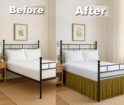 Ruffled Bed Skirt Split Corners with Platform, Tailored Fit Hotel Quality Wrinkle Free Ultra-Soft Microfiber Dust Ruffle, Upto 10 Inch Drop, Twin, Taupe