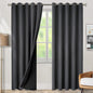 BGment Thermal Insulated 100% Blackout Curtains for Bedroom with Black Liner, Double Layer Full Room Darkening Noise Reducing Grommet Curtain (60 x 84 Inch, Dark Grey, 2 Panels)