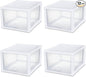 Sterilite 12-Pack 27 Quart Stacking Drawer, Clear Storage Closet Organizer, White Frame - Stackable Modular Plastic Drawers for Clothes, Accessories, Craft Supplies, Shoes or Linens