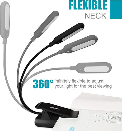 VAVOFO Rechargeable Reading Light, 7 LEDs with 9 Color Temperature 9 Brightness Levels Clip On Book Light for Reading in Bed with Power Indicator for Bookworms (Black)