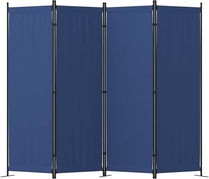 Room Divider, 4 Panel Folding Privacy Screen, 88” Portable Separating with 3 Metal Feet, Partition Room Dividers, Lightweight Freestanding Wall Divider Screen for Office Bedroom Hospital(Blue)
