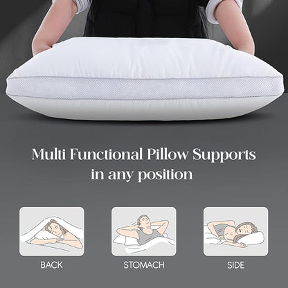 Goose Down Bed Pillows King Size Set of 2 (White), Hotel Collection Pillows for Sleeping, Gusseted Pillow for Side, Back, or Stomach Sleepers, 20" x 36"